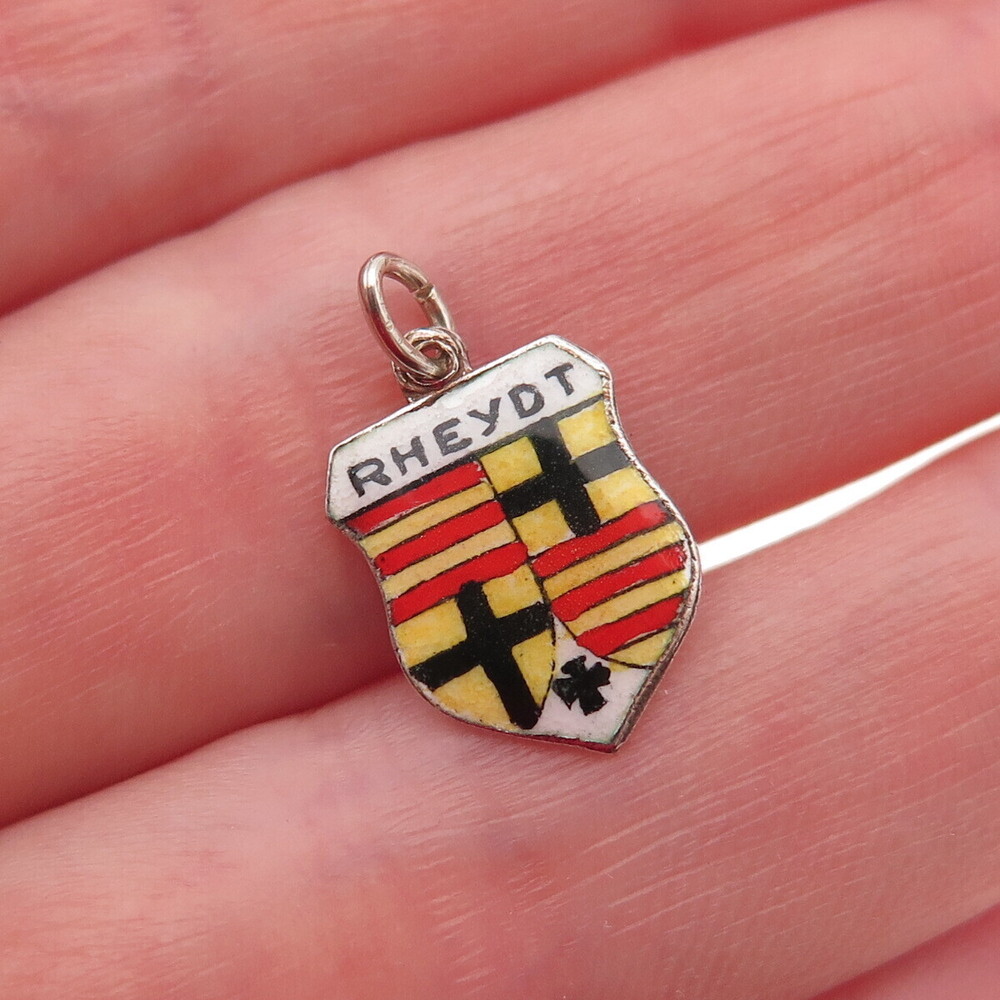 Antiko 800 Silver Vintage Enamel Rheydt Mini Charm Pendant